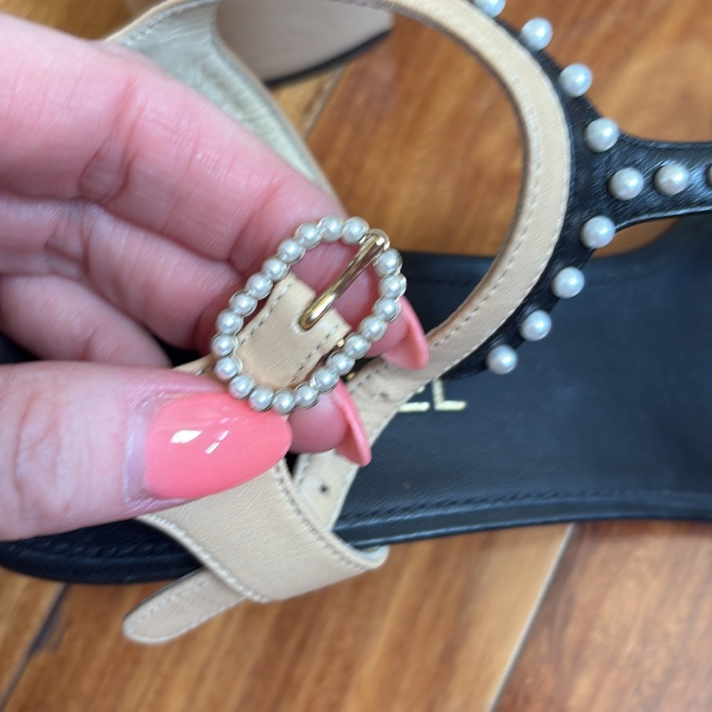 Chanel Black and Tan with pearls Women's Sandals - Picture 10 of 12